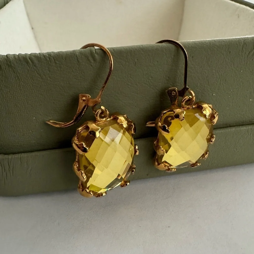 Vintage Joan Rivers Rectangular CZ Drop Earrings